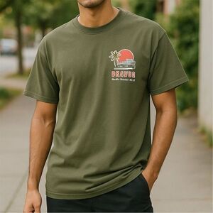 Dravus Men's Surf Junkie Graphic T-Shirt Green Size M Short Sleeve